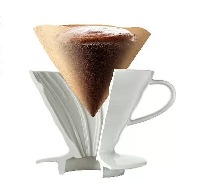 Hario Papierfilter im Querschnitt mit Hario V60